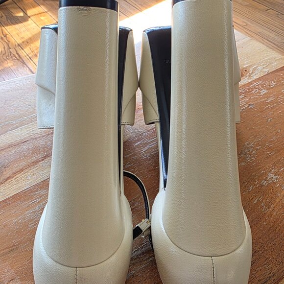 Saint Laurent Jodie 145 Ivory Platform Smooth Leather Sandals - Picture 10 of 12